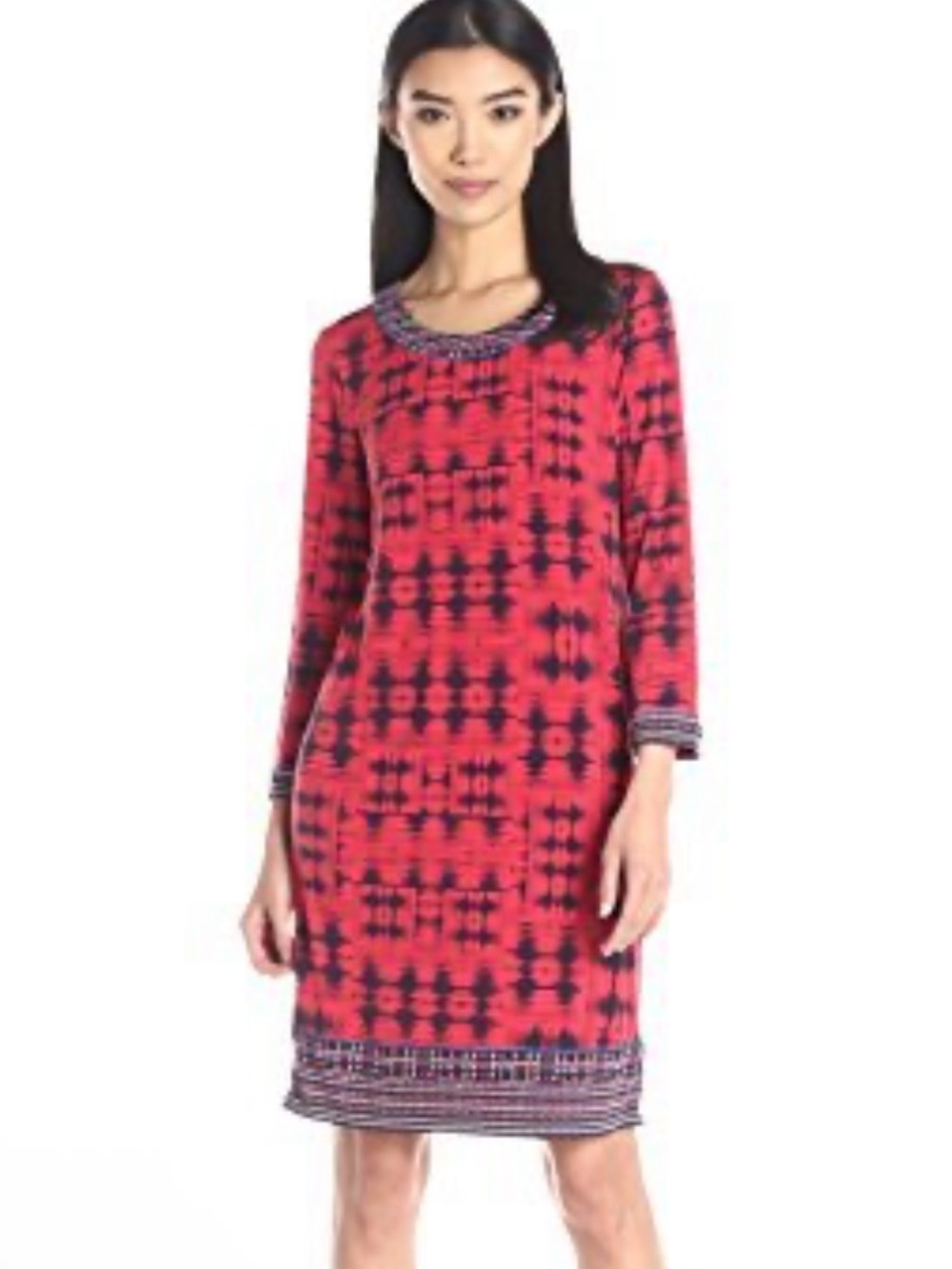Bcbgmaxazria Ania Redberry C Printed Top - Red with Black Accents